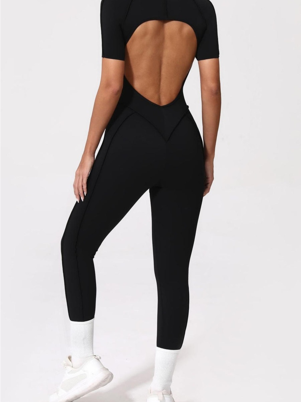 Open-Back Black Jumpsuit Pants